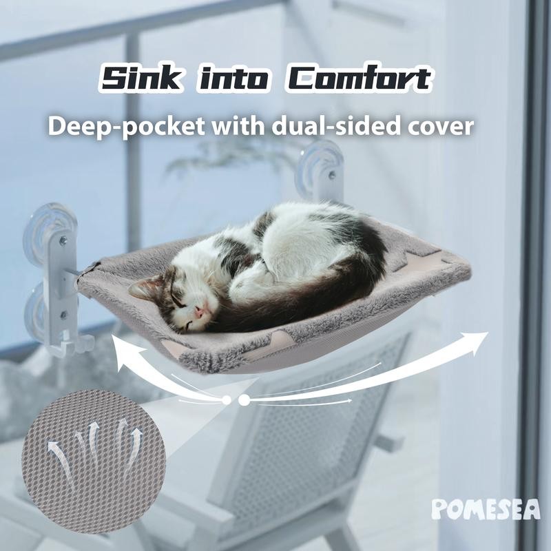 POMESEA 【POMESEA Cat Window Perch】Sunbathing Hammock with Hook Design,Glow in