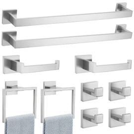 YACVCL 23.8 Inch Bathroom Hardware Set, Brushed Nickel Bathroom Accessories, Bathroom Towel Bar Set, Towel Bar for Bathroom, Stainless Steel Bathroom Holder Set, Wall Mounted (10 Pieces)