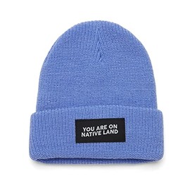 Urban Native Era Unisex Adult You are On Native Land' Ribbed Beanie Slate Blue One Size