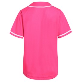 DEHANER Hot Pink Mens Womens Softball Baseball Jersey Classic Button Up Tops Fashion 80s 90s 00s 10s Party Gift White Stripe-Hot Pink Jersey Size X-Large