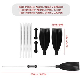Oars Boat 210cm/82.7in Detachable Afloat Oars Aluminum Alloy Paddles Dual End Portable for Boat Kayak Raft Canoe Aluminum Alloy Black + Silver 14.9 x 5.9inch