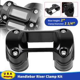 Unbranded 2" Handlebar Riser Clamp Kit For Harley 1 1/4" Bar Softail Road King Sportster