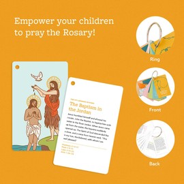 How to Pray the Rosary Cards - 27 Catholic Prayers Cards with 1.5" Metal Ring - Vibrant Colors, 2.5" x 4" Religious Cards - Ideal Rosary Gift for Children and Adults