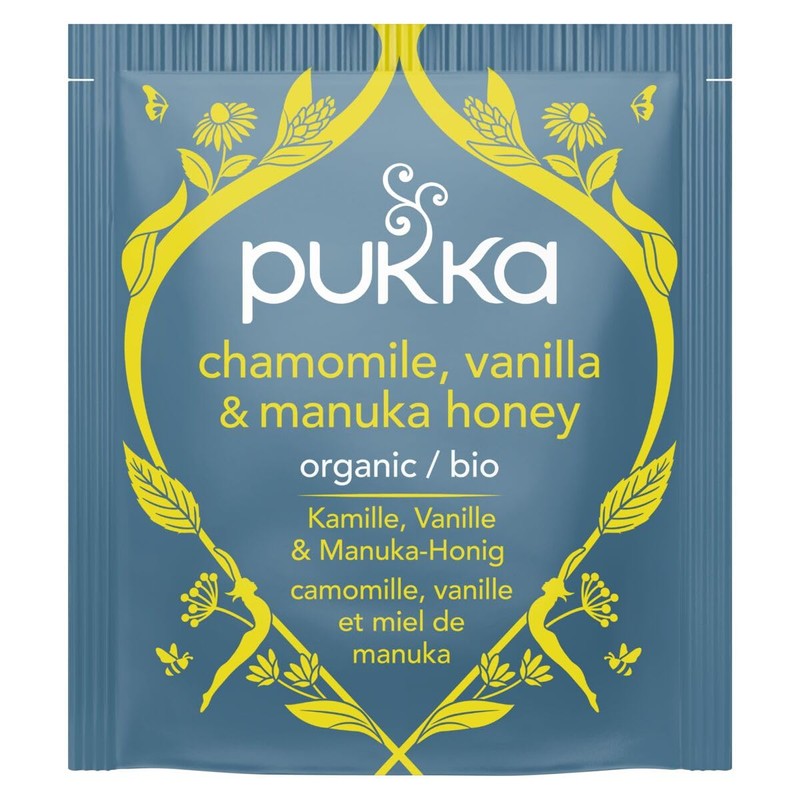 Pukka Chamomile, Vanilla & Manuka Honey Herbal Tea, Caffeine-Free, Fair