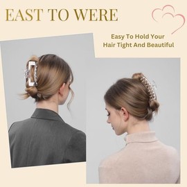 LuSeren Paquete de 8 Clips Clearhair para Mujer, 4.3 Pulgadas, Pinzas Grandes para El Cabello para Mujeres, Cabello Fino y Grueso y Rizado, Clips de P