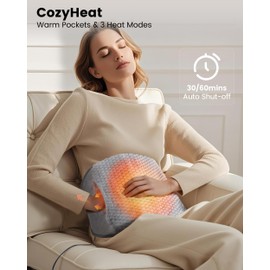 COMFIER Heating Pad with Massager for Back Pain,Extra Large Size Heating Pads for Cramps,Auto Shut Off,Wired Heated Waist Belt with 3 Vibration Modes,Gifts for Women Men,Grey