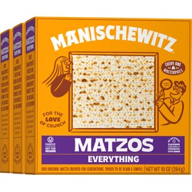 Manischewitz Everything Matzo 10 oz (3 Pack) | Thin & Crispy | Simple & Delicious Ingredients | Kosher | NOT For Pasover