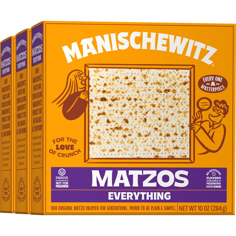 Manischewitz Everything Matzo 10 oz (3 Pack) | Thin &