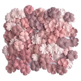 Artificial Flowers Handmade 100 Pcs Patch Starburst Flowers Mulberry Pape Flowers Pink Pastels Tone 29x29mm Scrapbooking Wedding DIY Craft Supplies Card Paper Flowers (Pink Pastel Tone)