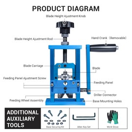 OUUKA Drill Powered Wire Stripper Machine for Scrap Copper Recycling,Stripping Copper Wire From 15AWG to 200MCM,Wire Stripper Tool For 0.06"-3/4" Leftover Cable with Hand Crank