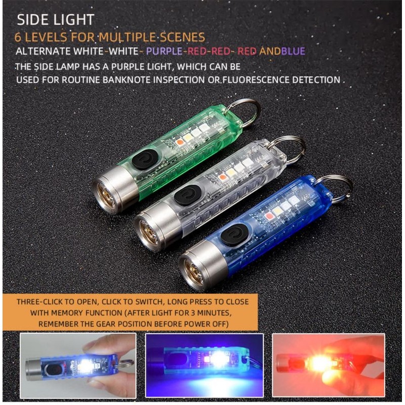 Keychain Flashlight Outdoor Portable Fast Charging Rechargeable Mini Pocket Flashlight