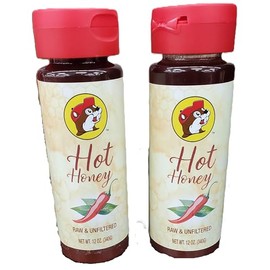 Buc-ee's Offical Honey Mesquite Wildflower Hot Raw Unfiltered Two 12oz = 24 oz - Pure Natural Beaver Travel Center (24oz, Hot)