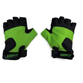 GRPiT Kids Gloves for Biking, Scootering & Playground Fun – Half Finger Padded Bike Gloves for Boys & Girls – Ages 5 to 12 – Comfortable, Durable, Adjustable Fit (Green, 11/12, Right/Left)