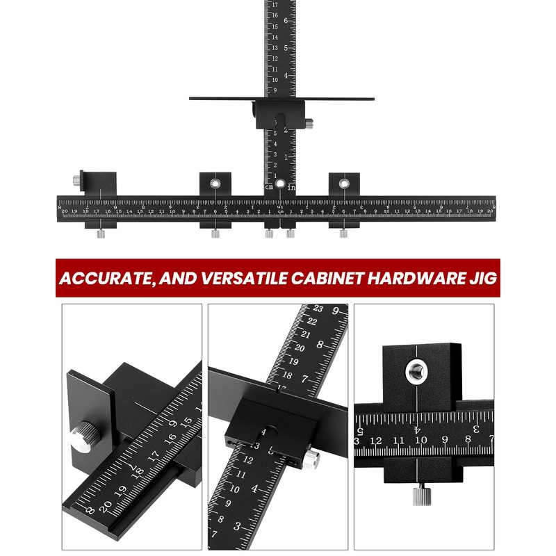 14-Piece Cabinet Hardware Jig Tool Set, Black Aluminum Alloy Cabinet