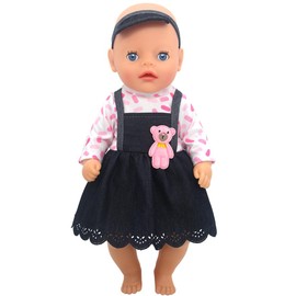 YHGETSUM Clothing Outfits for Baby Dolls Clothes Doll Clothes 36 cm - 43 cm Baby Newborn Dress Accessories with Headband Long Sleeve Baby Dress Gift for Children Girls Boys Denim Dress Doll Dresses