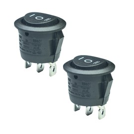 SPDT 3 Pins 3 Position ON/Off/ON Rocker Toggle Switch,3 Way Round Rocker Switch 6A/250V 10A/125V AC,Use for Car Auto Boat Household Appliances(2pack)
