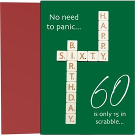 60th Birthday Card 60 Years Old - With Wooden Pieces Large A5 size