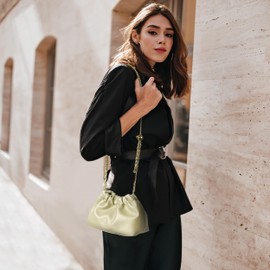 Joryin Trendy Dumpling Women's Crossbody Bag - Evening Clutch Hobo Cloud Purse, Vegan Leather-muted Gold