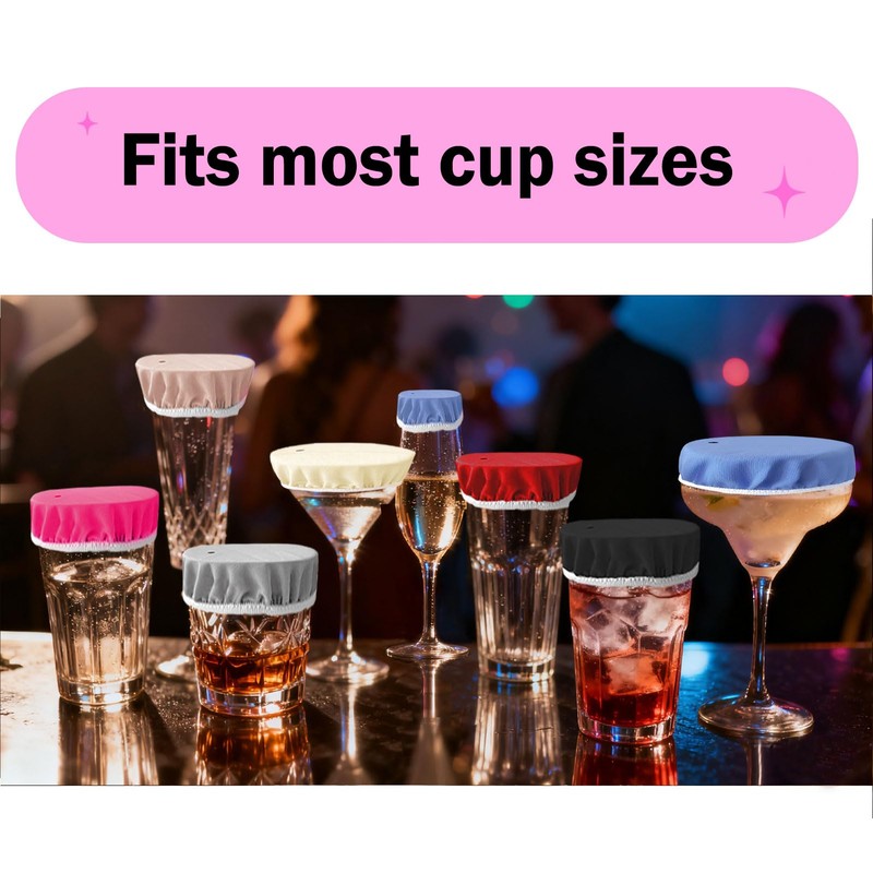 TOEASYWAY Drink Covers for Alcohol, Reusable Cup Cover with Straw