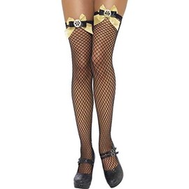 Smiffy's Stockings Thigh High Cogs and Bows (Black)