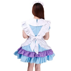 FULINE Maid Outfit, Short Sleeves, Lolita Cosplay, Dress, Large Size, Crush, Uniform, For Cultural Festivals, School Festivals, Photography, Cute, Gothic Lolita, Beginner Set, Blue, L
