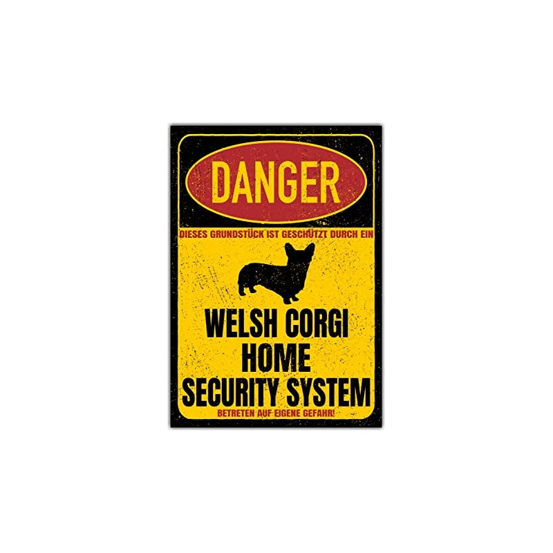 Welsh Corgi Corgie Sign Danger Security System Door Sign Dog