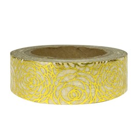 Wrapables Colorful Washi Masking Tape, Metallic Gold Peonies