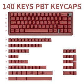 GEKUCAP 140 Keys PBT Japanese Keycaps Cherry Profile Key Caps DYE-Sub Red Keycaps Minimalist Style Customized Keycaps Set Compatible with Cherry MX Switches Mechanical Keyboards