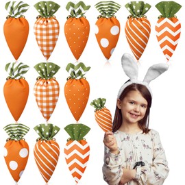SilTriangle 24 Pcs Easter Carrot Drawstring Bags Carrot Shaped Fabric Treat Gift Bags Carrot Goodie Bags for Spring Easter Basket Stuffers Egg Hunt Outdoor Party Supplies for Kid Party