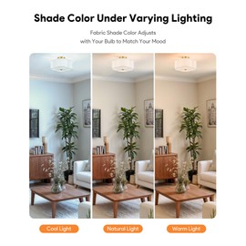VONLUCE Semi Flush Mount Ceiling Light, 12.8" Ceiling Light Fixture with Four Leaf Clover-Shaped, 4-Light Modern Light Fixture for Bedroom Living Room Nursery Hallway, White Shade & Gold Finish