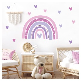 Little Deco DL942-1 Wall Sticker Rainbow Purple Hearts Nursery Baby Room Wall Sticker Hearts Wall Decoration