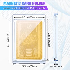 SATINIOR 80 Pcs 130 Pt Acrylic Magnetic Card Holders 2.5 x 3.54 Inch One Touch Card Holder Clear Card Protectors Hard Plastic Magnetic Card Case for Sports Baseball Trading Card Storing Displaying