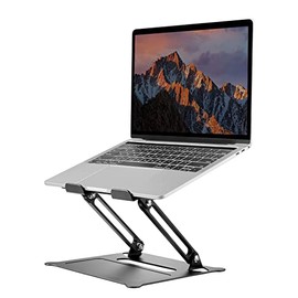 PHOCAR Soporte Ergonmico para Laptop Tipo Z, Base de Aluminio Ajustable en Altura y ngulo, Elevador de Computadora Plegable y Porttil, Compatible con 