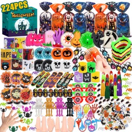 WESAYEE 224PCS Halloween Party Favors for Kids Goodie Bag Stuffers, Halloween Prizes for Kids Bulk Small Toys for Trick or Treat, Classroom Favors Gift Bag Fillers, School Trinkets for Toddler