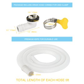 Kerykwan 2 Pack 5 FT Air Conditioner Drain Hose Kit, Plastic Tube for AC Condensate, Flexible AC Drain Hose for Mini Split AC Portable AC Washer Dishwasher Faucet