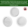 White Circular Ventilation Grille with Flyscreen - Round Air Vent