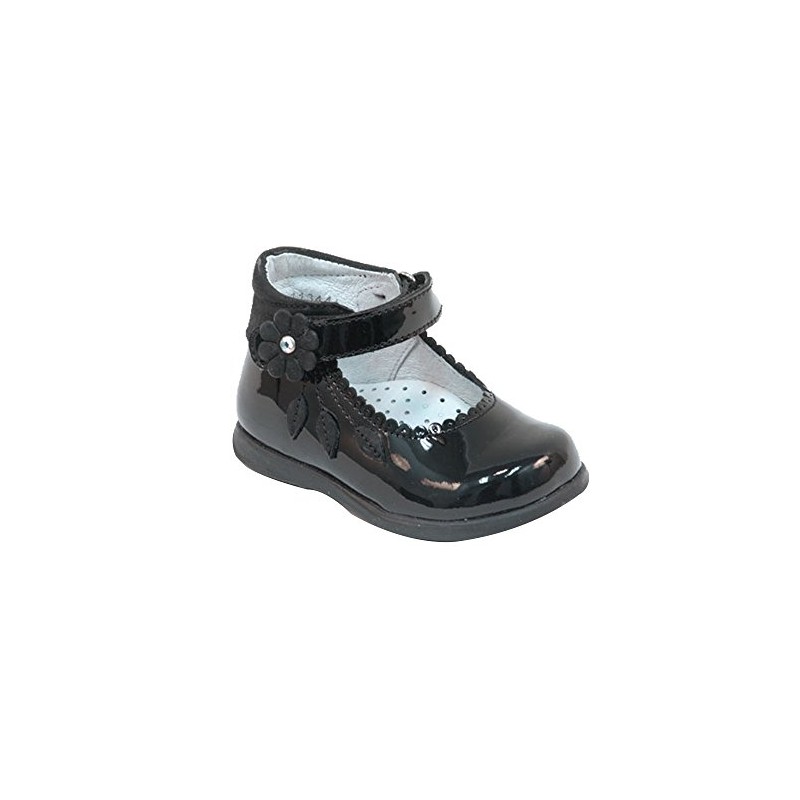 COQUETA Zapatos Primeros Pasos para Niña Fabricados En Charol Negro