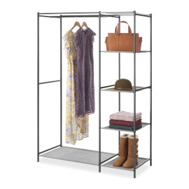 Whitmor Double Rod Closet with Shelves - Black
