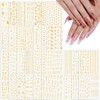 30 Sheets Gold Nail Art Stickers Star Letter Line 3D