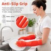 ThxToms Rubber Dishwashing Cleaning Gloves (2-Pair) - Fleece Lined, Reusable,