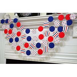 Red white blue paper garland, patriotic banner garland, 4th July garland, stars stripes party garland, holiday decorations, party decor