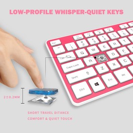 B.FRIENDIT Wired USB Keyboard, Comfortable Quiet Chocolate Keys, Durable Ultra-Slim Wired Computer Keyboard, QWERTY Layout for PC, Windows 11/10/8/7, KB1430 - Pink