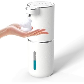 Hmevsafinect Automatic Soap Dispenser – Touchless Foaming Dispenser,13.4oz USB Rechargeable Dispenser,Wall Mounted 4levels Adjustable Foam Soap Dispenser Pump for Bathroom Kitchen. (White-Foam)