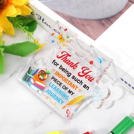 HOWAF Teacher Appreciation Gifts Keepsake with Bags, Thank You Teacher Acrylic Plaque Sign for Women Teacher Gifts, End of the Year Teacher Gifts Desk Sign Best Teachers Gift Keepsake from Students