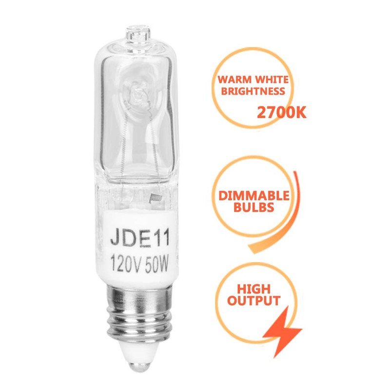 JD E11 120V 50 Watt Halogen Bulbs,Mini Candelabra Bulbs for