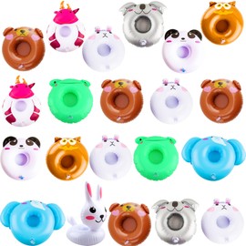 Cotiny 21 Pcs Inflatable Drink Holder Floating Cup Holders Novel Animal Pool Drink Holder for Swimming Pool Beach Holiday Party Supplies