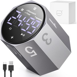 MIAOKE Pomodoro Timer-Aluminum Alloy Frosted Metal LED Large Screen Digital Automatically Rotated Display, Focus Efficient Management on Work and Study,Office,Living Room-Gray