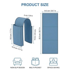 RAMGLYO Organizer Bracciolo Divano Blu 2 Tasche Cotone – Tasca Portaoggetti Antiscivolo per Telecomandi, Cellulare e Occhiali – Salvaspazio per Divano, Poltrona e Letto