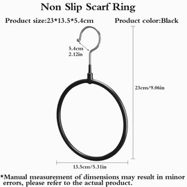6pcs Belt Scarf Hangers for Closet Nonslip Metal Tie Rings Holder Organizer for Neckties, Shawls Scarves, Veils, Pashminas (Black)