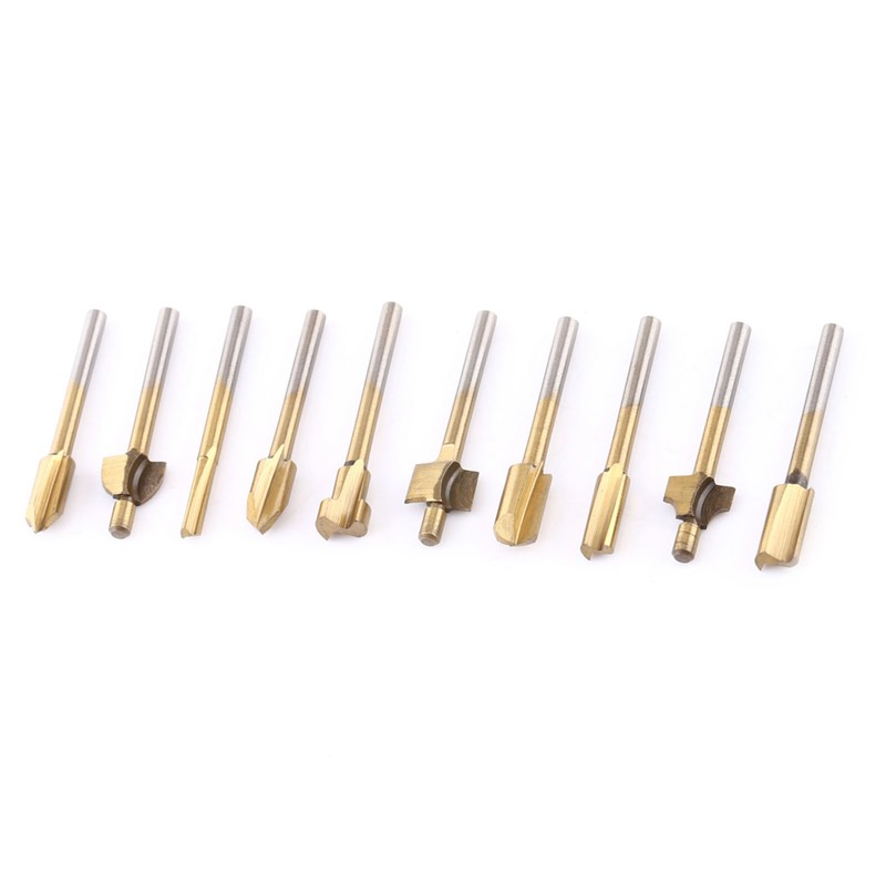 10pcs HSS Titanium Coated Woodworking Edge Cutters Trimmer Router Machine